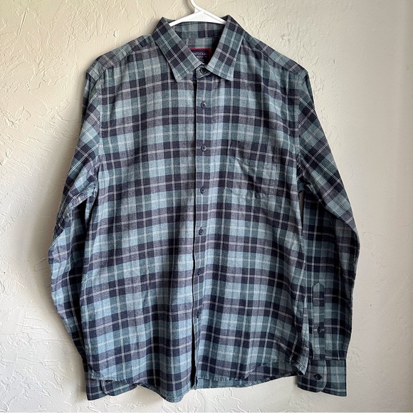 UNTUCKit Mens Plaid Flannel Long Sleeve Green Button Down Shirt Sz Medium - Picture 6 of 12